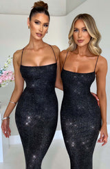 Nessa Maxi Dress - Black Sparkle Dress Babyboo Fashion Premium Exclusive Design
