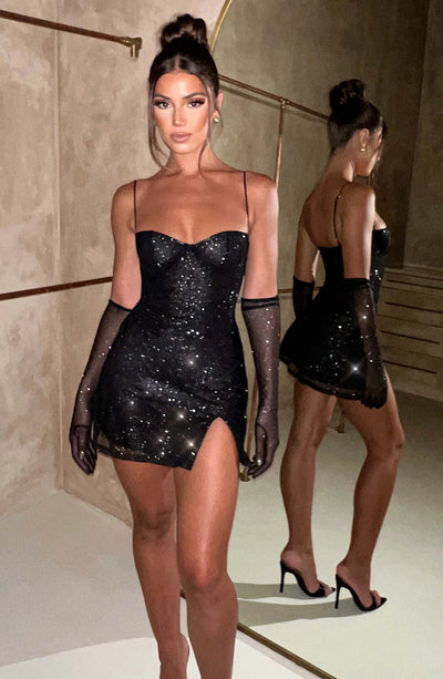 Pixie Mini Dress - Black Sparkle Dress Babyboo Fashion Premium Exclusive Design