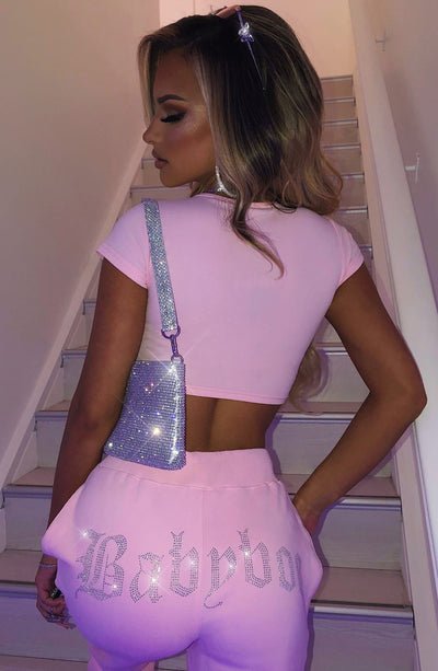 Portia Diamante Crop - Pink Tops Babyboo Fashion Premium Exclusive Design