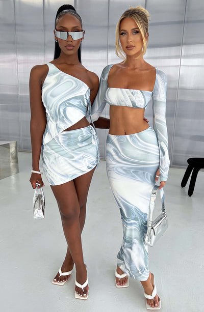 Stormi Mini Skirt - Grey Haze Print Skirt Babyboo Fashion Premium Exclusive Design