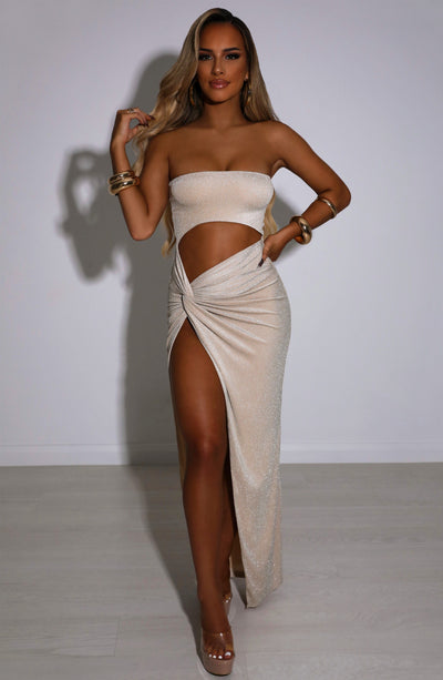 Sylvianna Maxi Dress - Gold Sparkle Babyboo Fashion Premium Exclusive Design